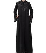 Black Nida Occasion Abaya With Hand Work