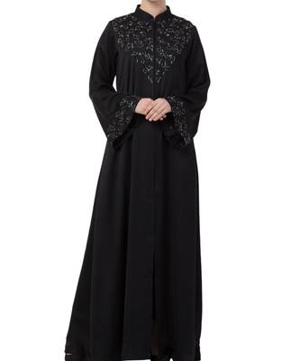Black Nida Occasion Abaya With Hand Work 2