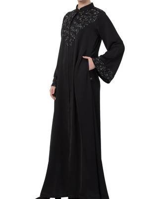 Black Nida Occasion Abaya With Hand Work 3