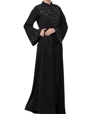 Black Nida Occasion Abaya With Hand Work 5