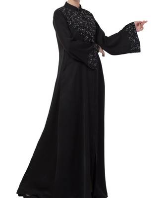 Black Nida Occasion Abaya With Hand Work 6