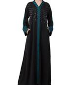 Black Nida  Front Open Abaya With Hand Work