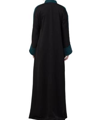Black Nida  Front Open Abaya With Hand Work 7