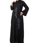 Black Nida  Front Open Abaya With Hand Work