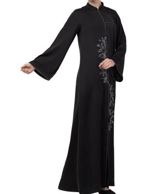 Black Nida  Front Open Abaya With Hand Work 6
