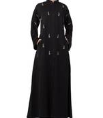 Black Nida  Front Open Abaya With Hand Work