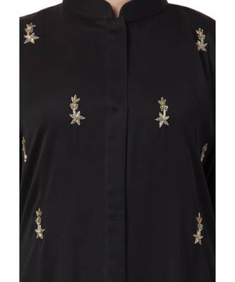 Black Nida  Front Open Abaya With Hand Work 3