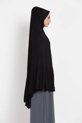 Black Full Size Prayer Hijab Without Sleeves 3