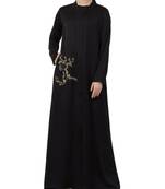 Black Nida  Front Open Abaya With Hand Work