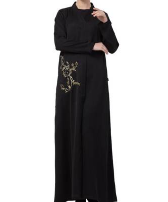 Black Nida  Front Open Abaya With Hand Work 2
