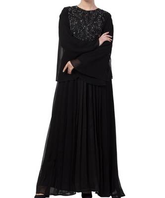 Black Nida  Abaya Dress For Special Occasions 1