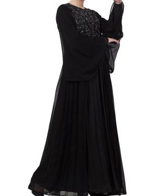 Black Nida  Abaya Dress For Special Occasions 5
