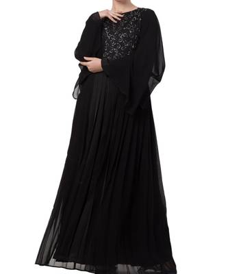 Black Nida  Abaya Dress For Special Occasions 6