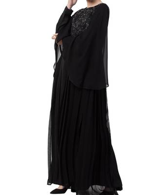 Black Nida  Abaya Dress For Special Occasions 7