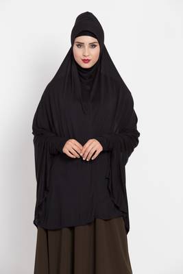 Black Full Size Prayer Hijab With Sleeves 1