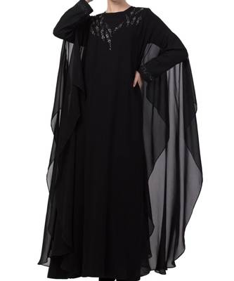 Black Nida  Occasion Wear Abaya With Hand Work 2