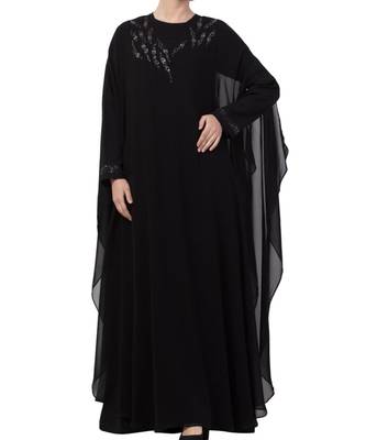Black Nida  Occasion Wear Abaya With Hand Work 3