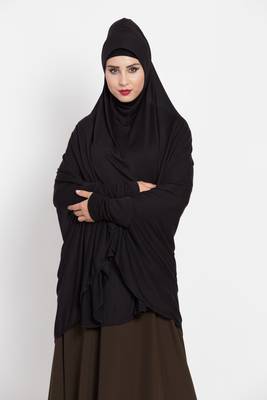 Black Full Size Prayer Hijab With Sleeves 2