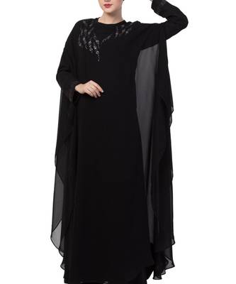 Black Nida  Occasion Wear Abaya With Hand Work 4