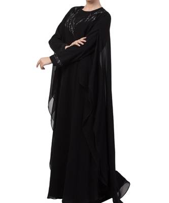 Black Nida  Occasion Wear Abaya With Hand Work 5