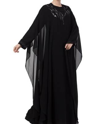 Black Nida  Occasion Wear Abaya With Hand Work 6