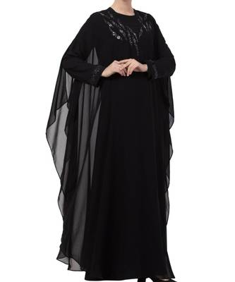 Black Nida  Occasion Wear Abaya With Hand Work 7