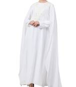 White Nida  Abaya With Attached Cape