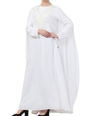 White Nida  Abaya With Attached Cape 4