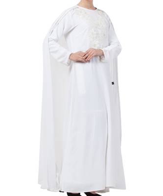 White Nida  Abaya With Attached Cape 6