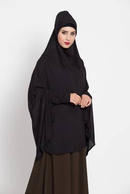 Black Full Size Prayer Hijab With Sleeves 4