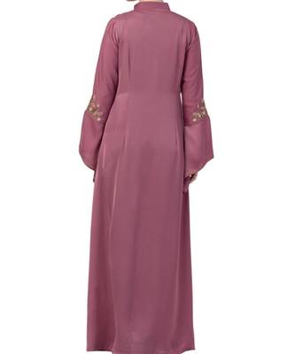 Pink Nida Luxury Abaya With Golden Wire And Stone Work 6
