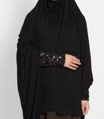 Black Full Size Prayer Hijab With Shimmer Sleeves