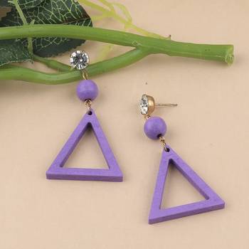 Attractive Round Wooden Light Weight Earrings For Girls And Women. 2