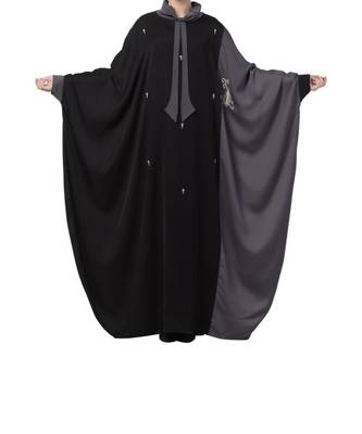 Black Nida Dual Color Kaftan With Hand - Zari & Bead Work 1
