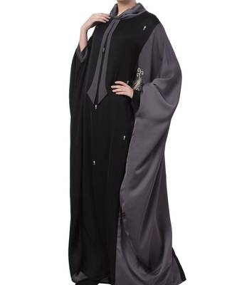 Black Nida Dual Color Kaftan With Hand - Zari & Bead Work 3
