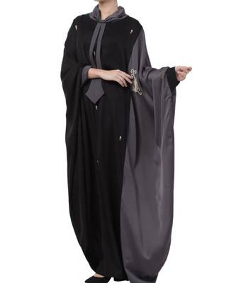 Black Nida Dual Color Kaftan With Hand - Zari & Bead Work 4