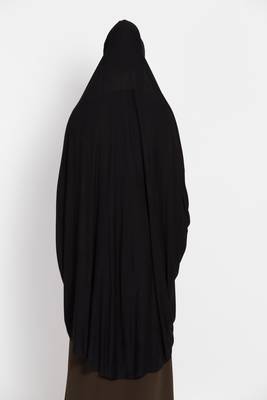 Black Full Size Prayer Hijab With Shimmer Sleeves 4
