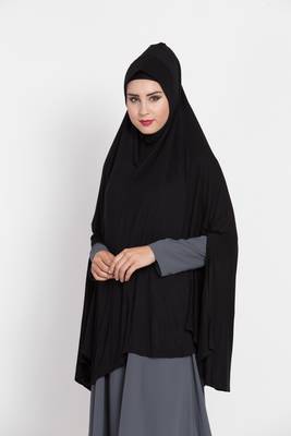 Black Full Size Prayer Hijab. 1