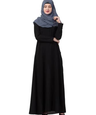Grey Georgette Instant Hijab With Hand Work 3