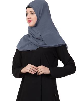 Grey Georgette Instant Hijab With Hand Work 6