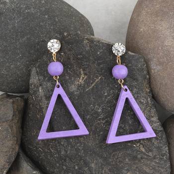Attractive Round Wooden Light Weight Earrings For Girls And Women. 3