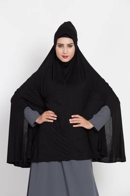 Black Full Size Prayer Hijab. 3