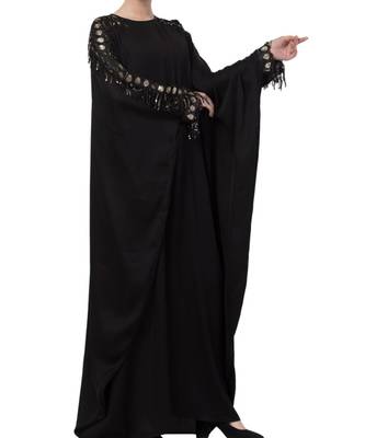 Black Nida Fancy Kaftan With Lace Work On Sleeves 5