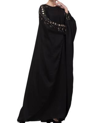 Black Nida Fancy Kaftan With Lace Work On Sleeves 6