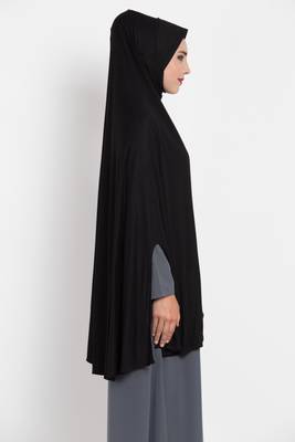Black Full Size Prayer Hijab. 4
