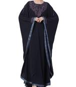 Blue Nida Embroidered Kaftan With Contrast Border