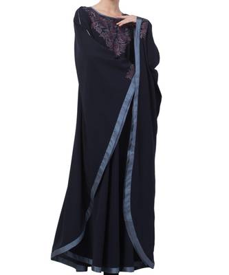 Blue Nida Embroidered Kaftan With Contrast Border 2