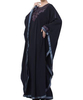 Blue Nida Embroidered Kaftan With Contrast Border 3