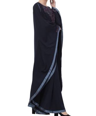 Blue Nida Embroidered Kaftan With Contrast Border 5