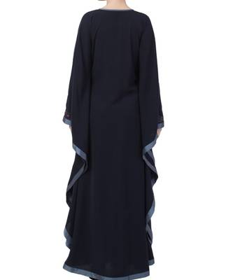 Blue Nida Embroidered Kaftan With Contrast Border 7